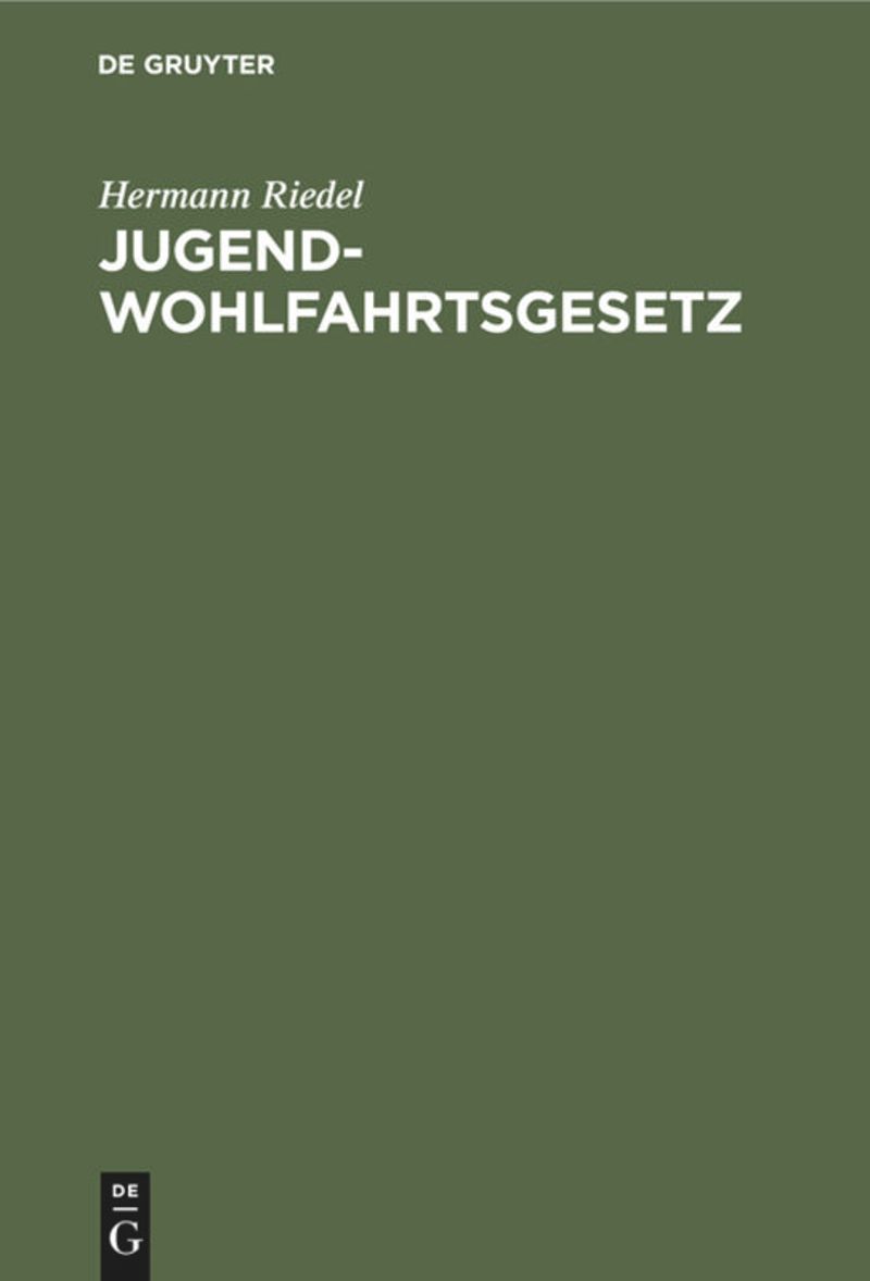 book: Jugendwohlfahrtsgesetz