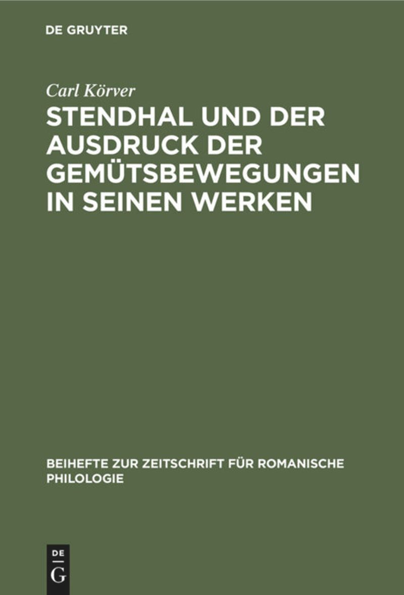 book: Stendhal und der Ausdruck der Gemütsbewegungen in seinen Werken
