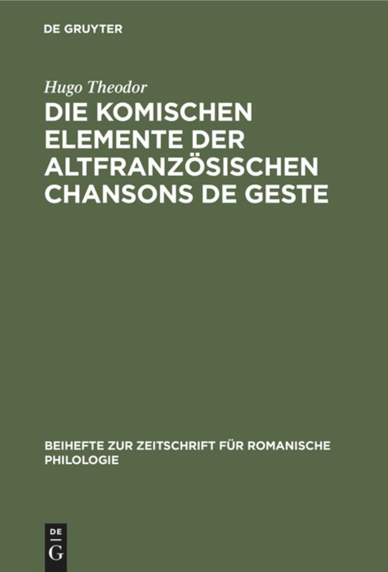 book: Die komischen Elemente der altfranzösischen chansons de geste