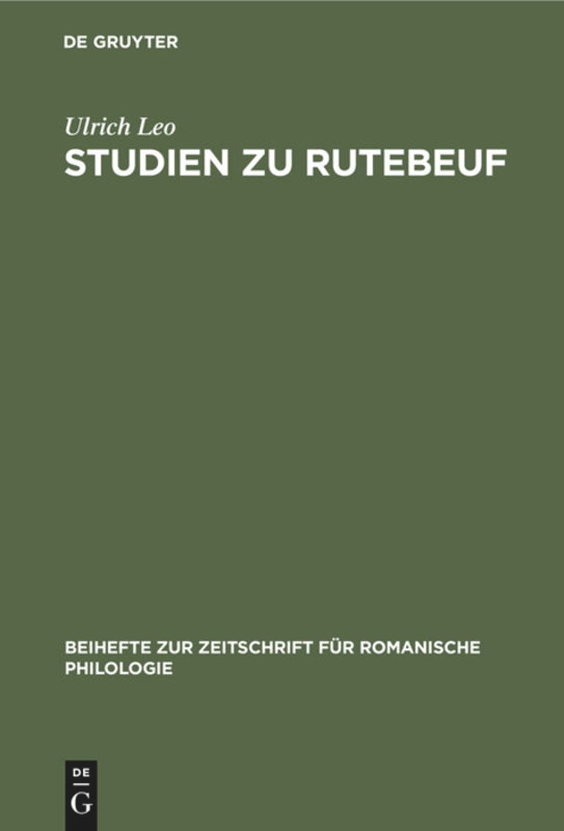 book: Studien zu Rutebeuf