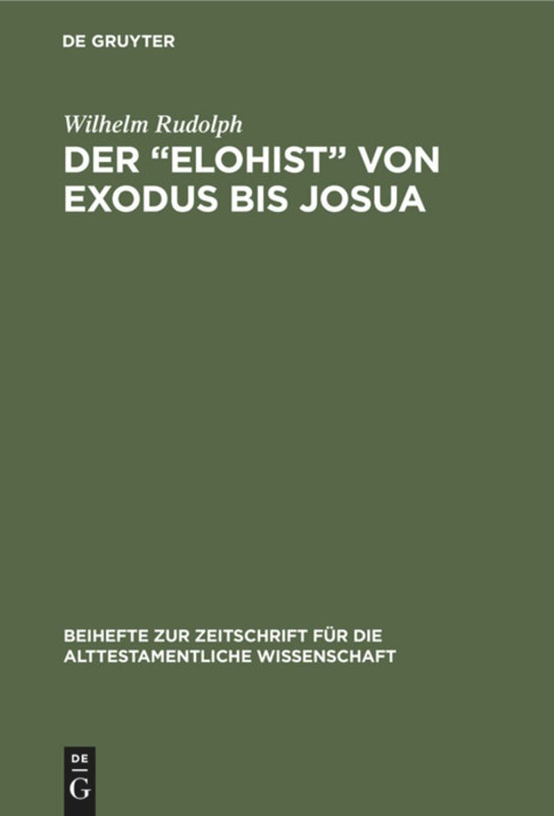 book: Der “Elohist” von Exodus bis Josua