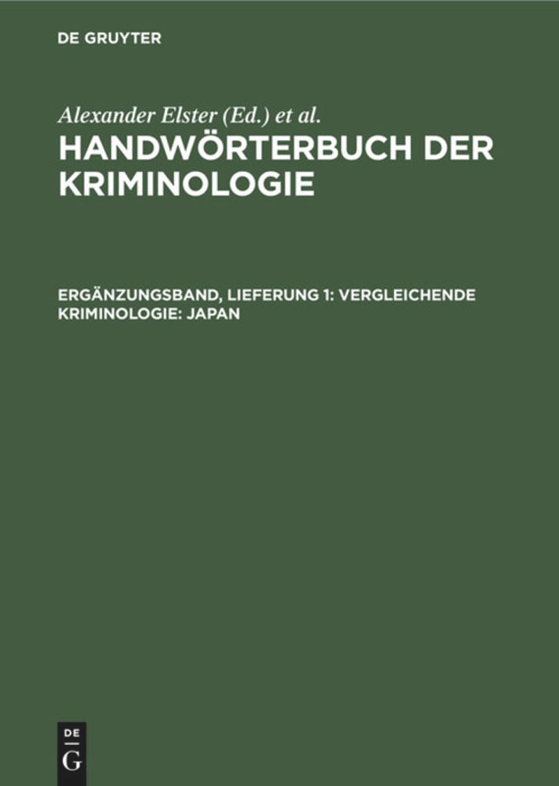 book: Ergänzungsband, Lieferung 1 Vergleichende Kriminologie: Japan