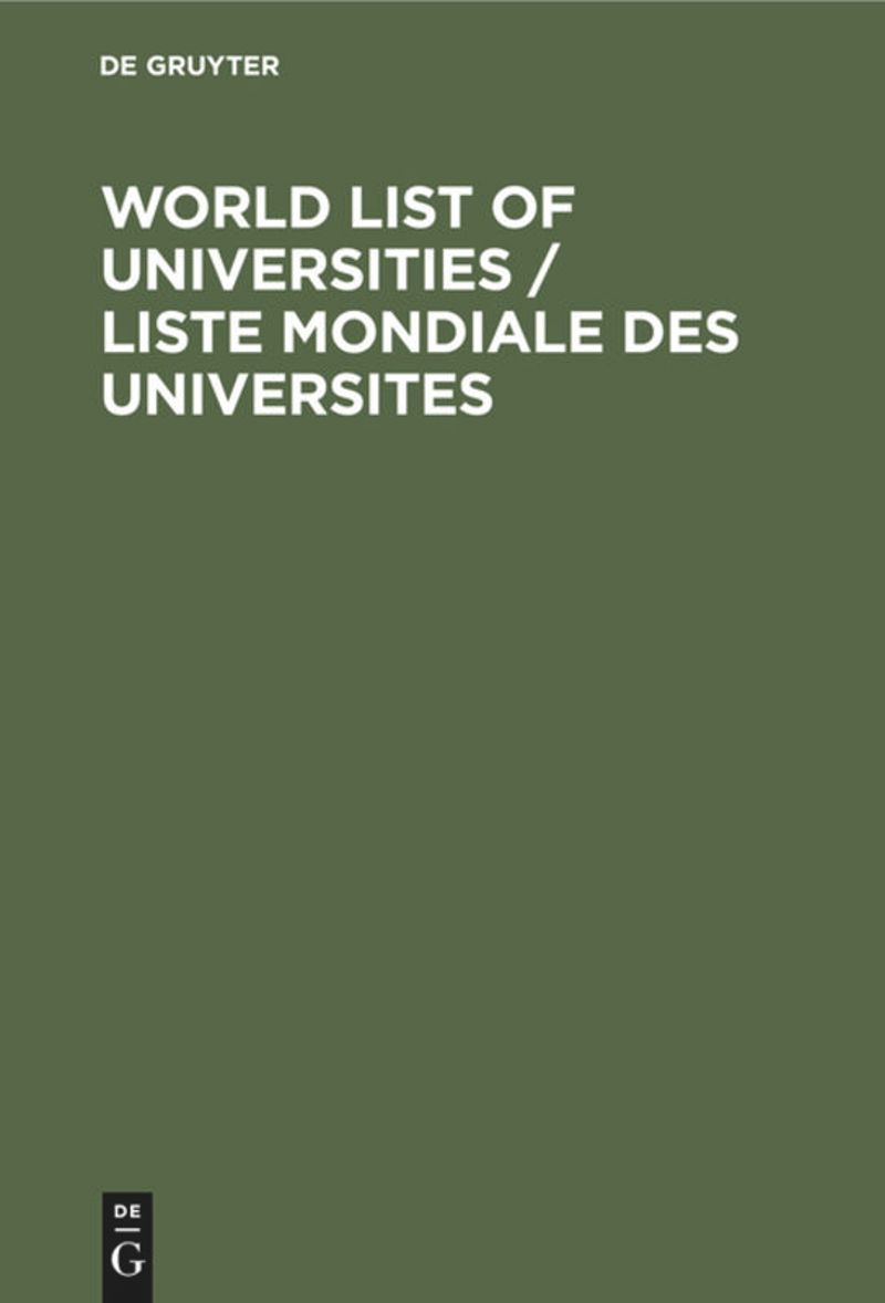book: World List of Universities / Liste Mondiale des Universites