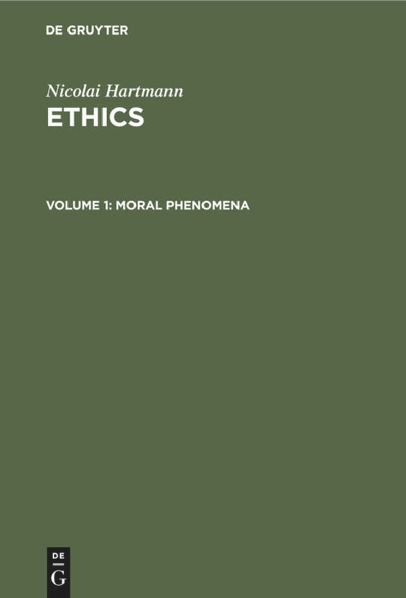 book: Volume 1 Moral Phenomena