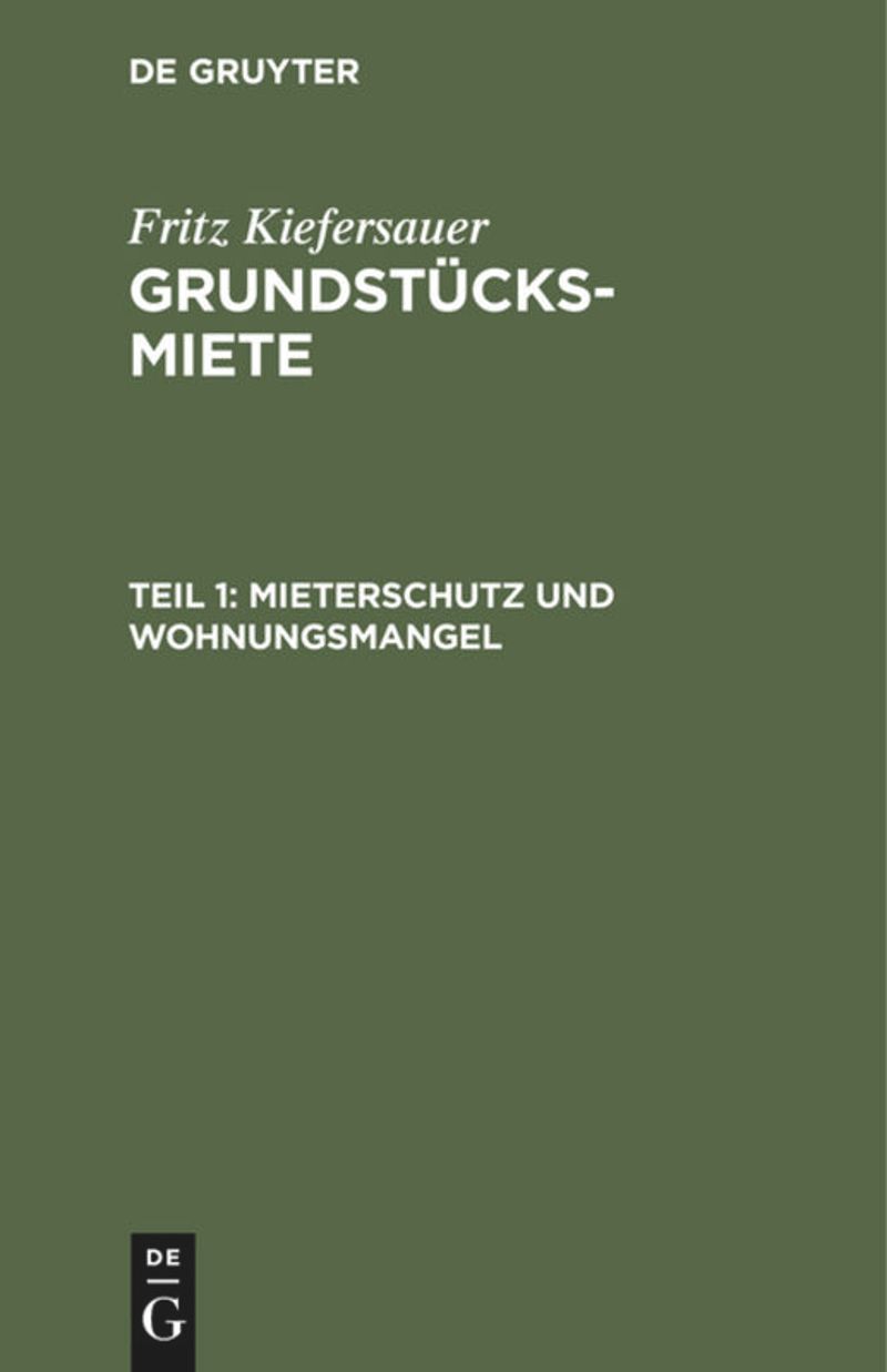 book: Teil 1 Mieterschutz und Wohnungsmangel