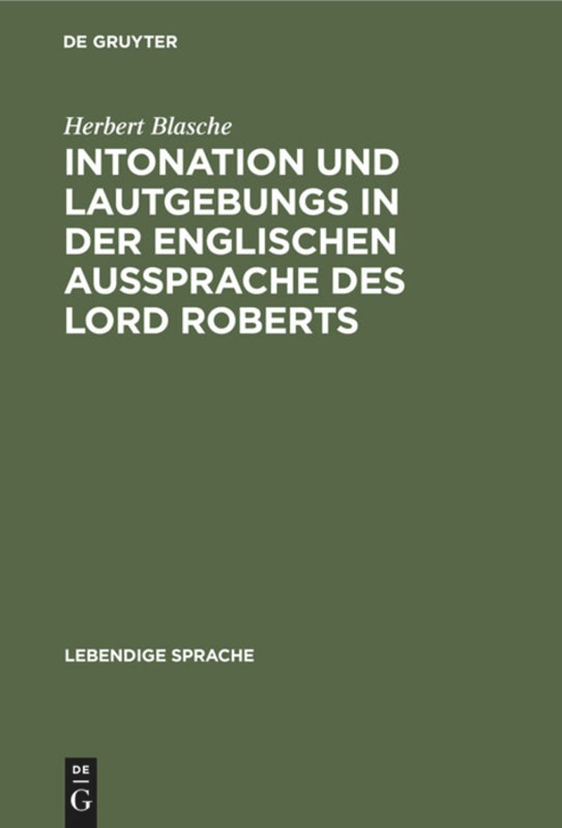 book: Intonation und Lautgebungs in der englischen Aussprache des Lord Roberts