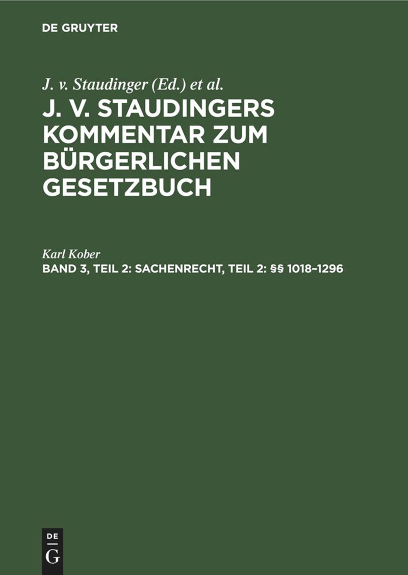 book: Band 3, Teil 2 Sachenrecht, Teil 2: §§ 1018–1296
