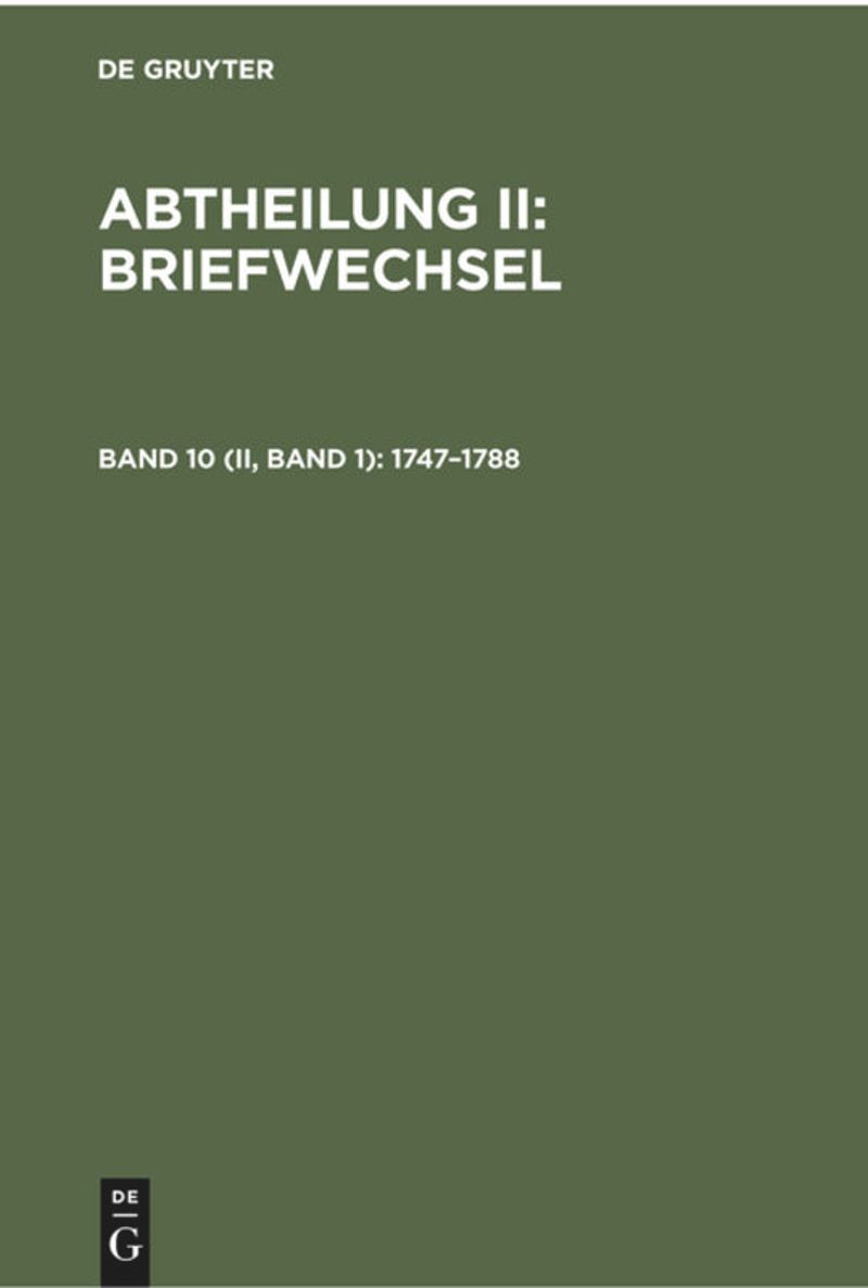 book: Band 10 (II, Band 1) 1747–1788