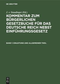 book: Band 1 Einleitung und Allgemeiner Theil