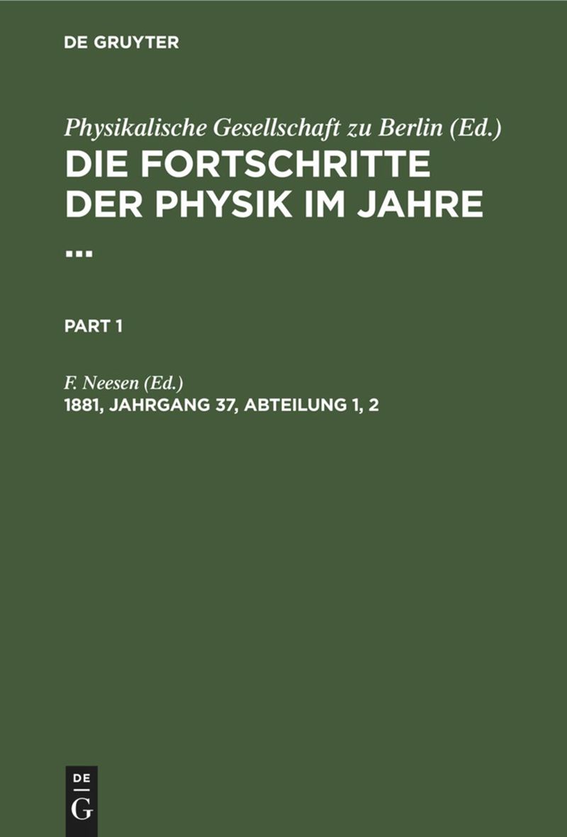 book: 1881, Jahrgang 37, Abteilung 1, 2