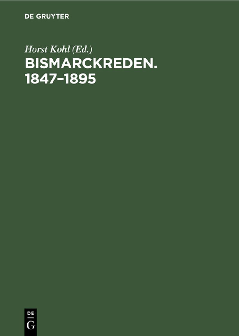 book: Bismarckreden. 1847–1895