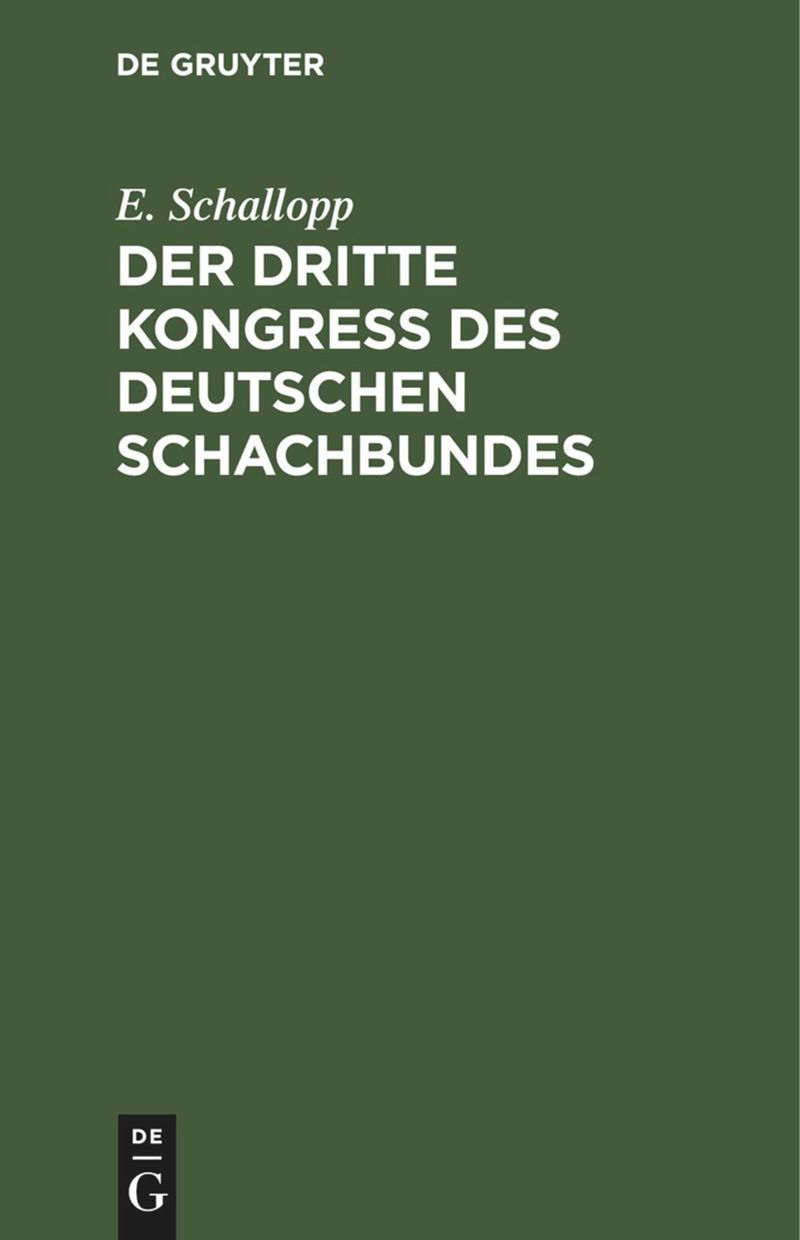 book: Der dritte Kongress des Deutschen Schachbundes
