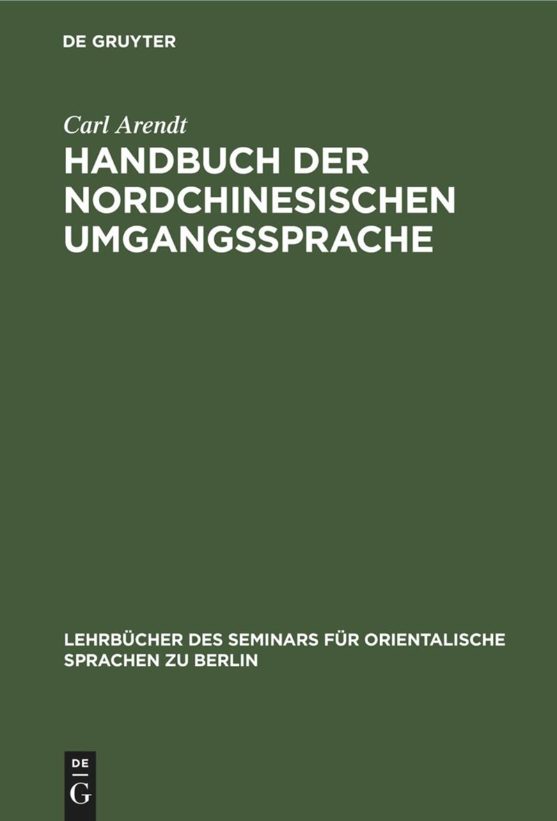 book: Handbuch der Nordchinesischen Umgangssprache