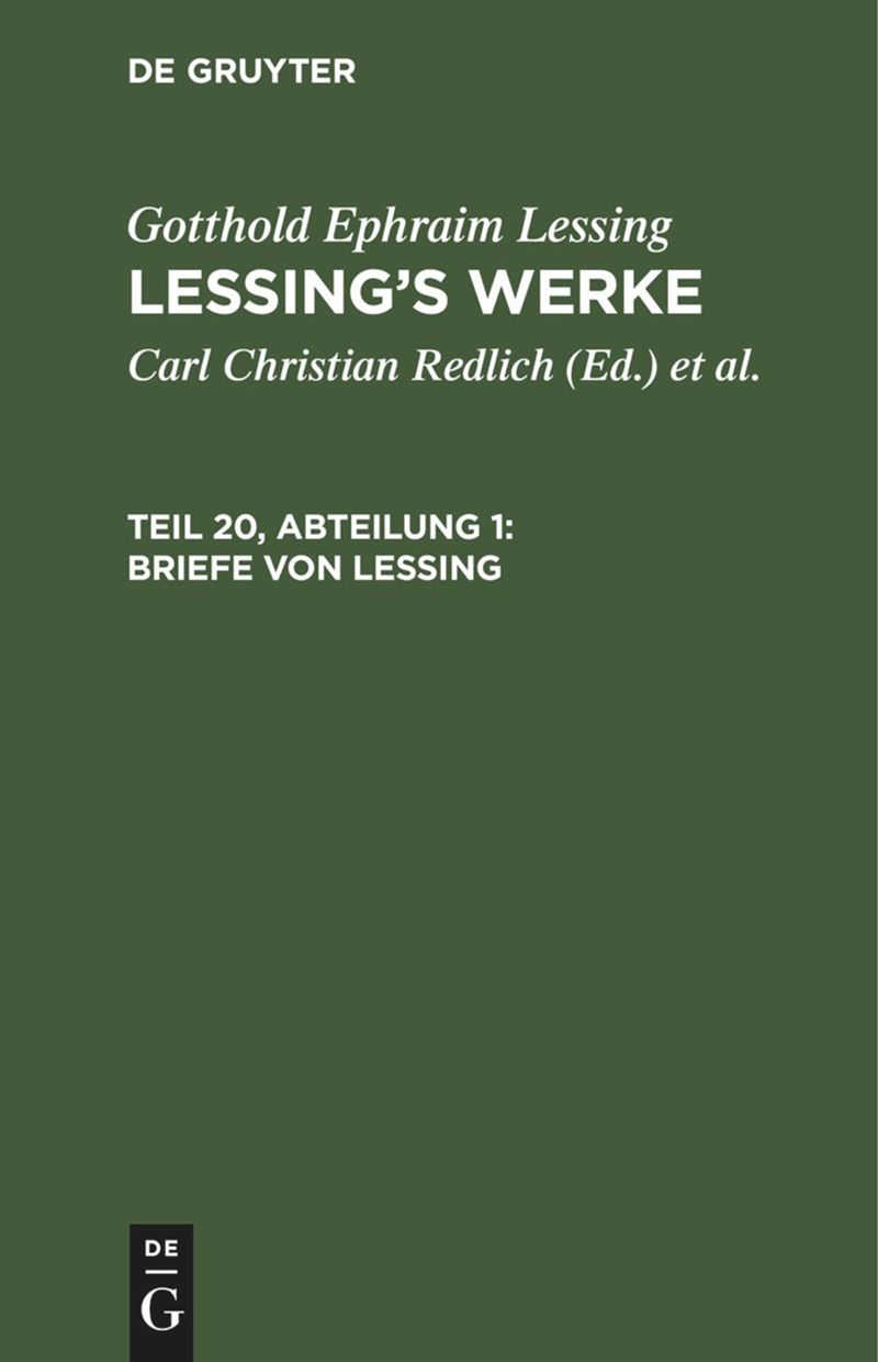 book: Teil 20, Abteilung 1 Briefe von Lessing