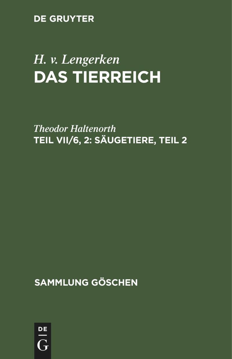 book: Teil VII/6, 2 Säugetiere, Teil 2