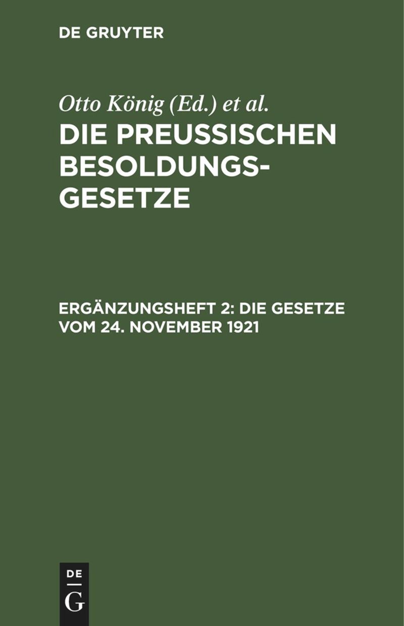 book: Ergänzungsheft 2 Die Gesetze vom 24. November 1921