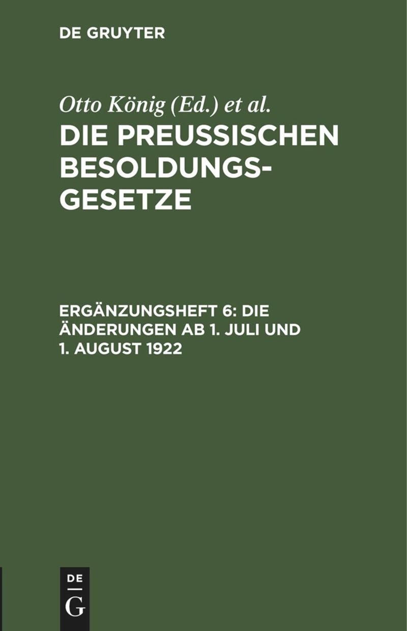 book: Ergänzungsheft 6 Die Änderungen ab 1. Juli und 1. August 1922