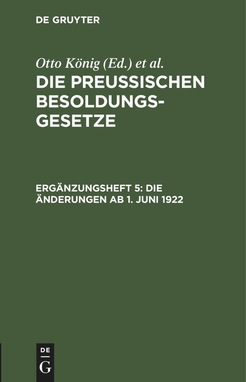 book: Ergänzungsheft 5 Die Änderungen ab 1. Juni 1922