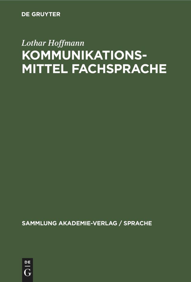 book: Kommunikationsmittel Fachsprache