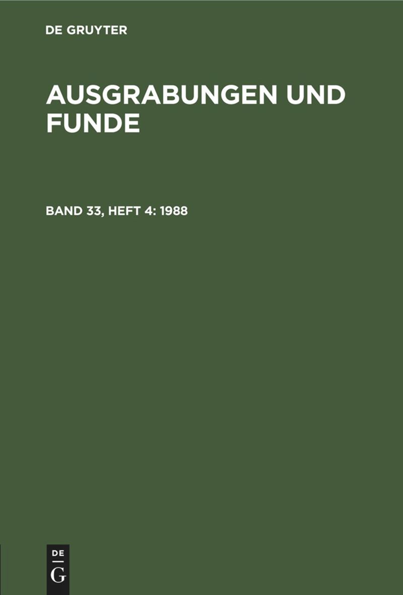 book: Band 33, Heft 4 1988