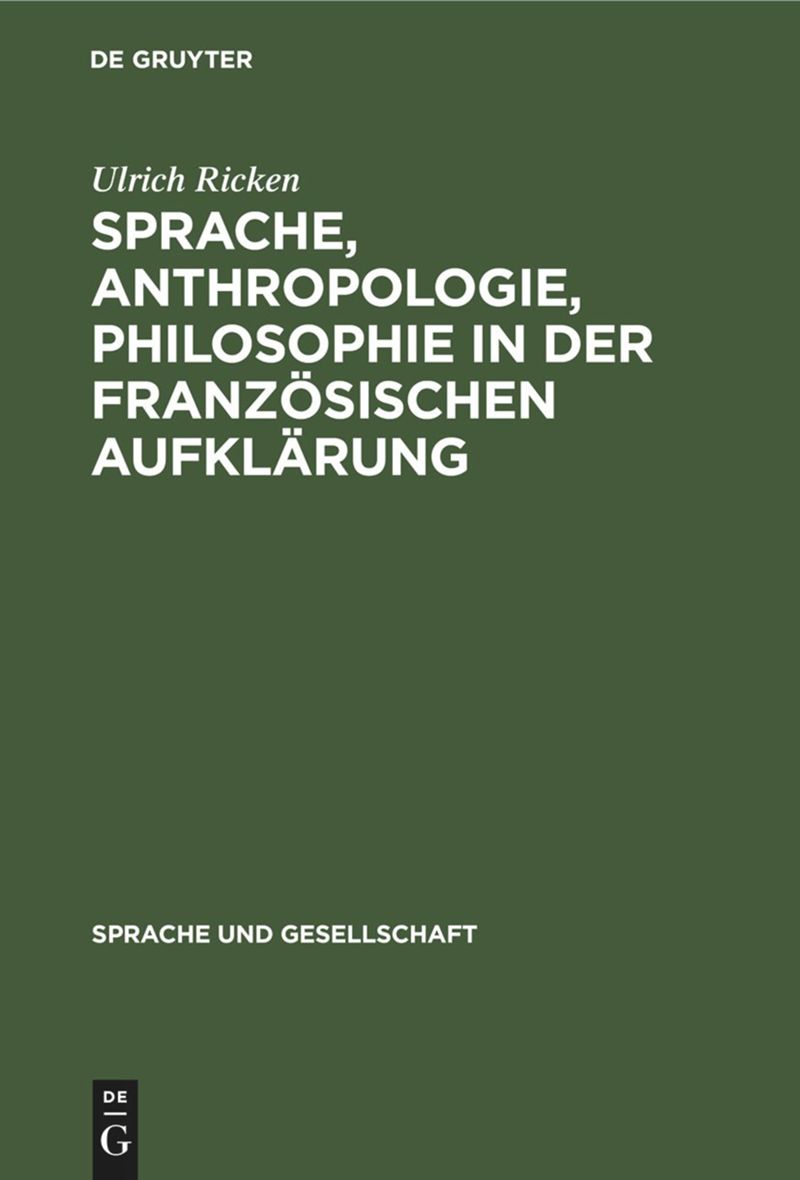 book: Sprache, Anthropologie, Philosophie in der Französischen Aufklärung
