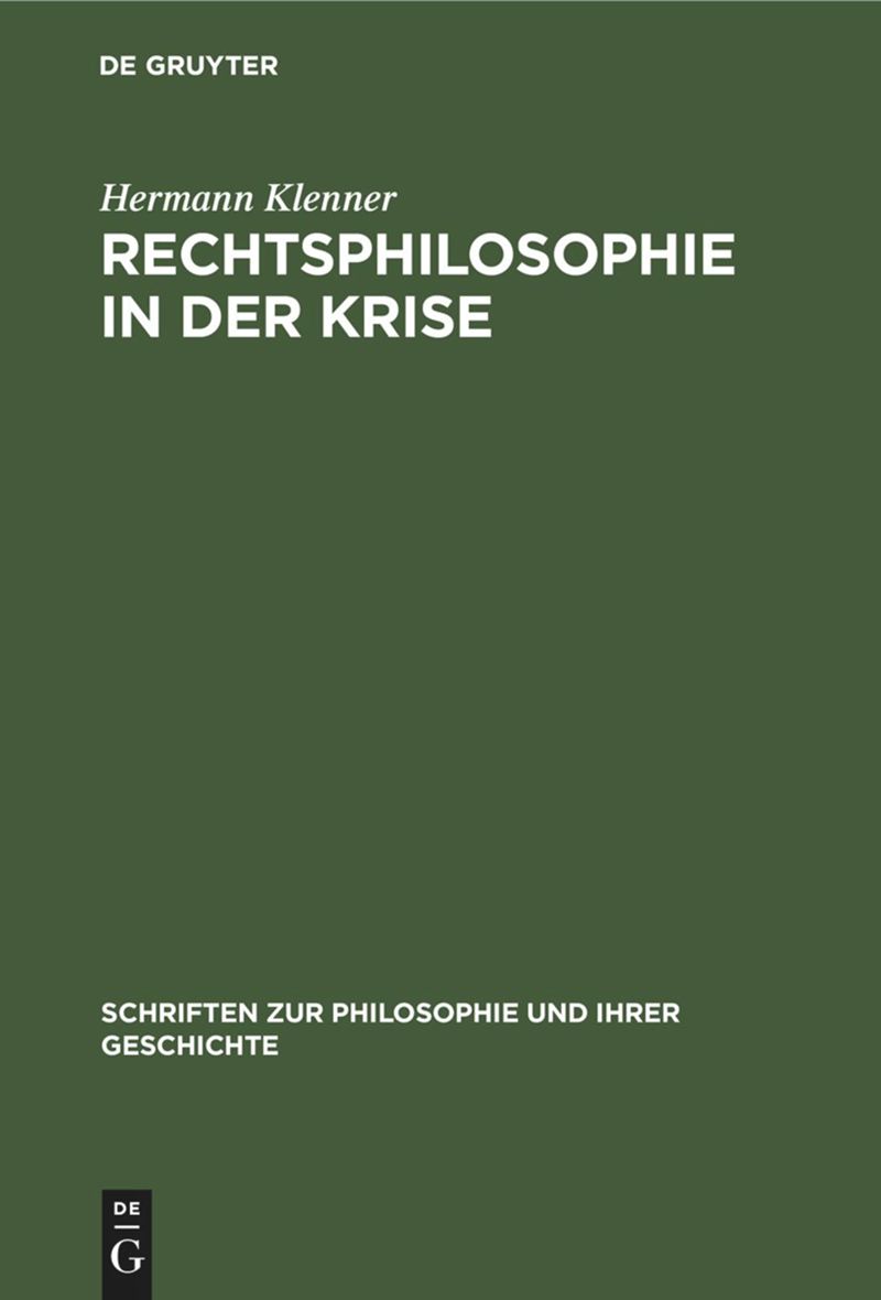 book: Rechtsphilosophie in der Krise