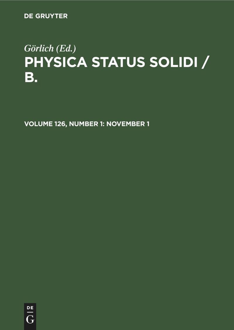 book: Volume 126, Number 1 November 1