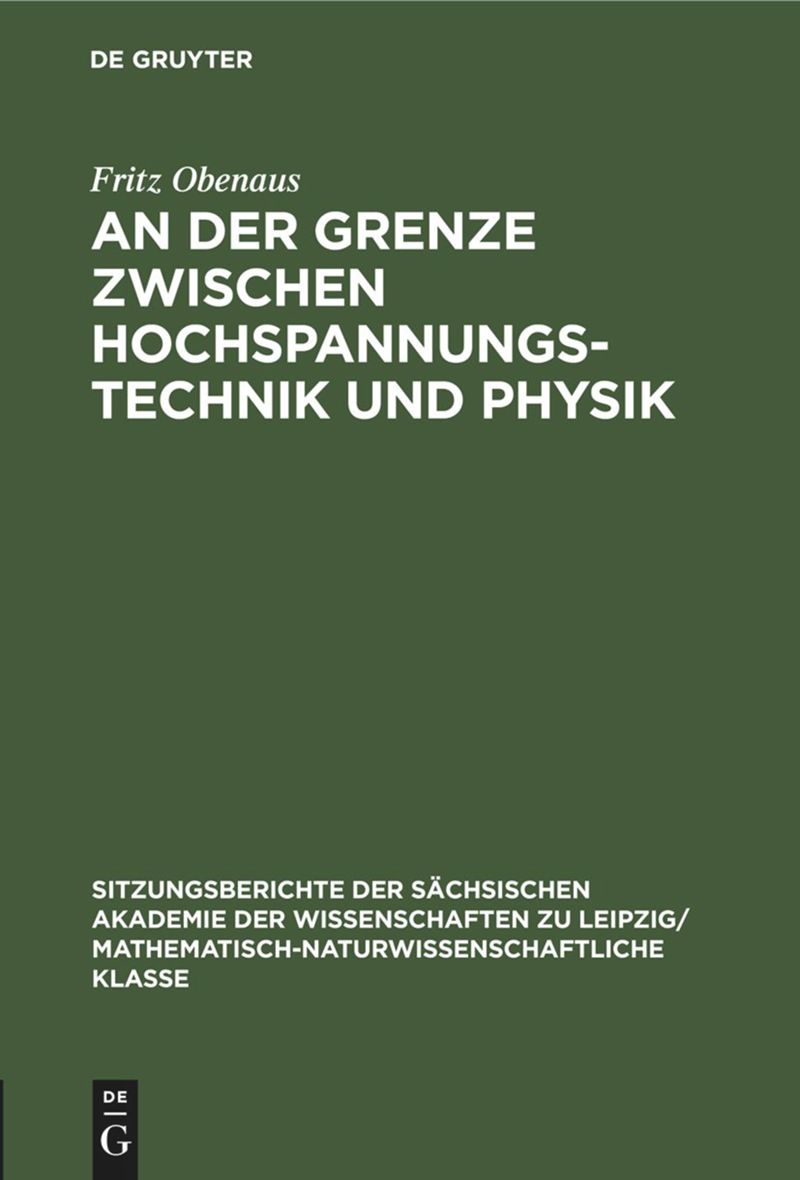 book: An der Grenze zwischen Hochspannungstechnik und Physik