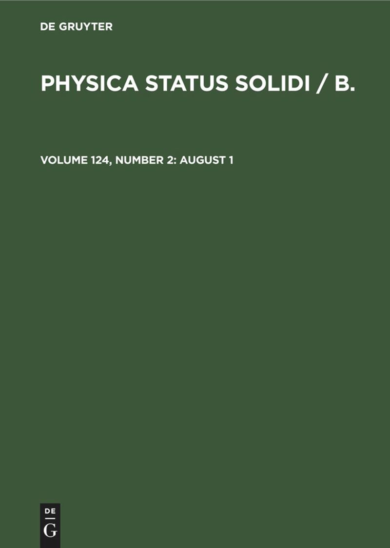 book: Volume 124, Number 2 August 1