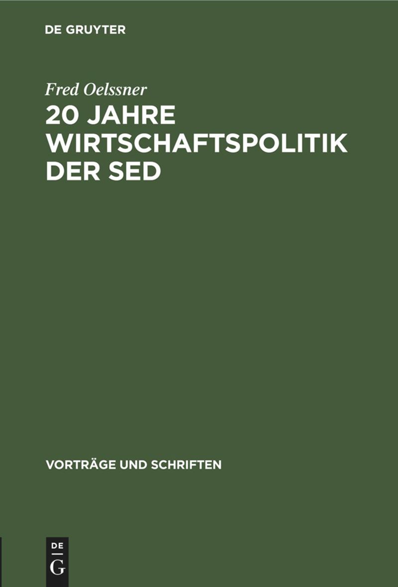 book: 20 Jahre Wirtschaftspolitik der Sed