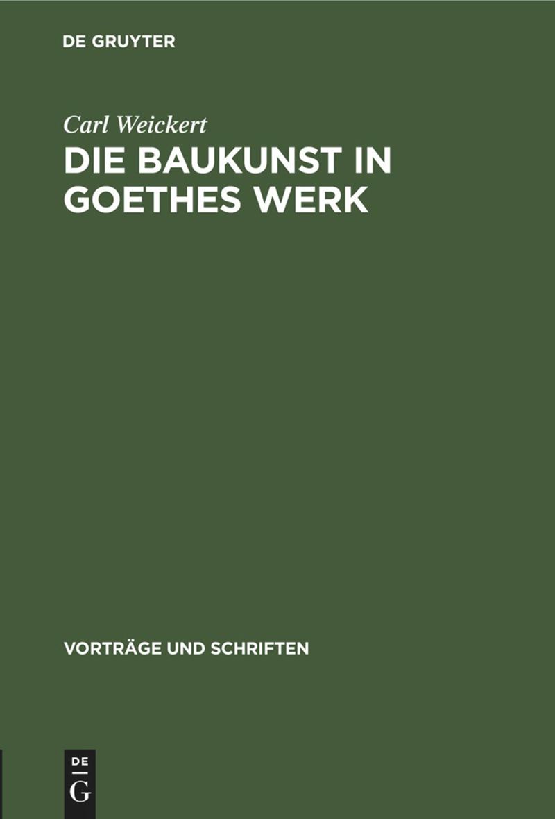 book: Die Baukunst in Goethes Werk