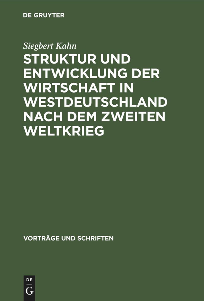 book: Struktur und Entwicklung der Wirtschaft in Westdeutschland nach dem Zweiten Weltkrieg