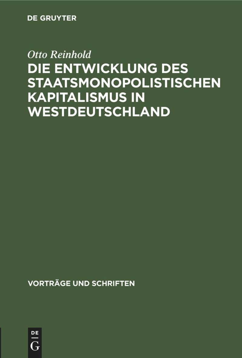 book: Die Entwicklung des Staatsmonopolistischen Kapitalismus in Westdeutschland