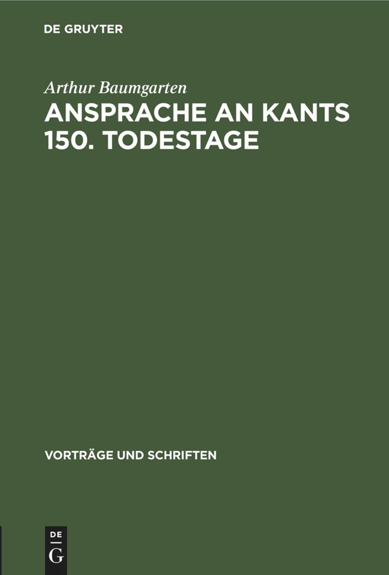 book: Ansprache an Kants 150. Todestage