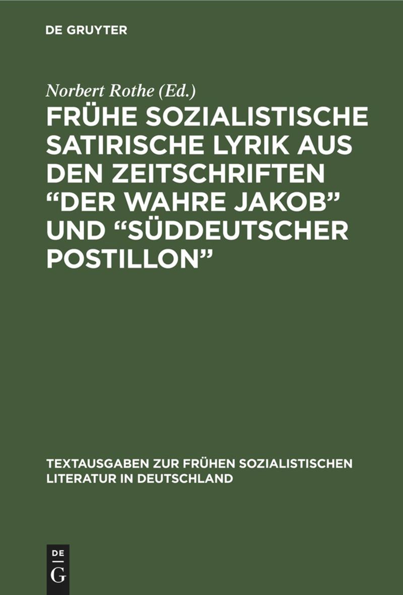book: Frühe sozialistische satirische Lyrik aus den Zeitschriften „Der wahre Jakob“ und „Süddeutscher Postillon“