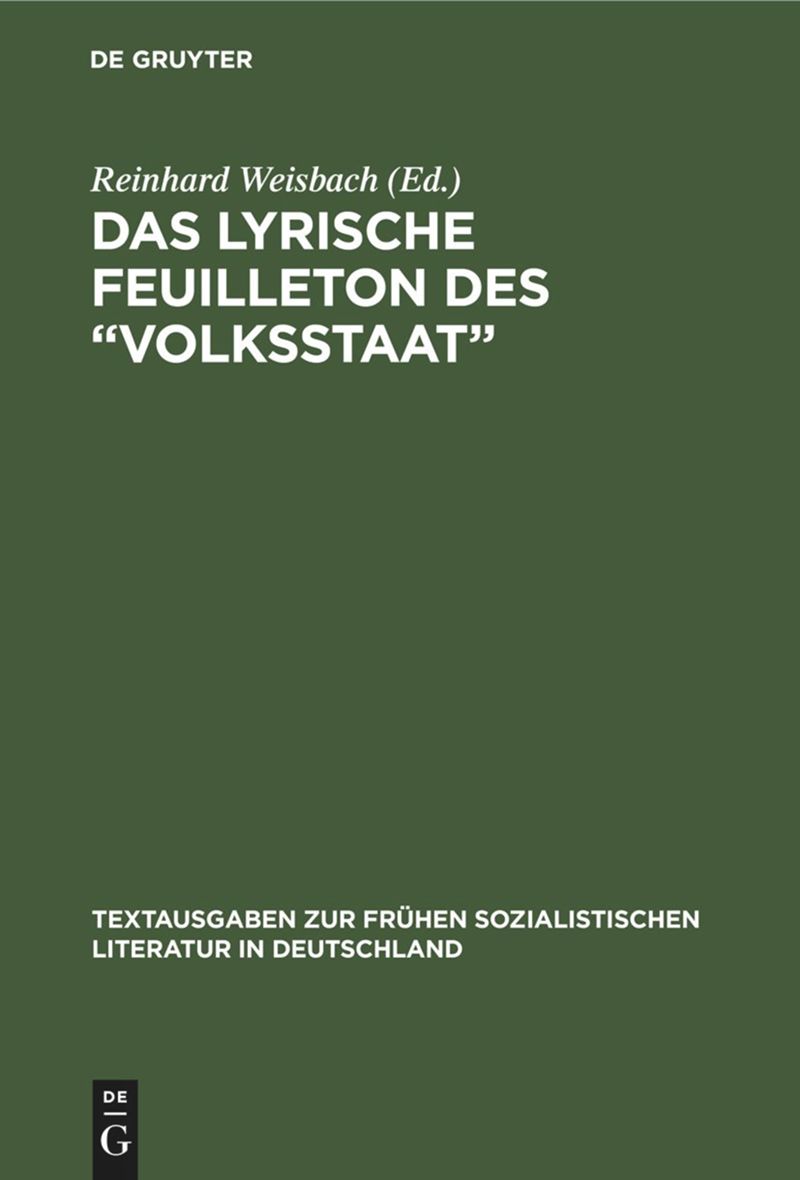book: Das Lyrische Feuilleton des „Volksstaat"
