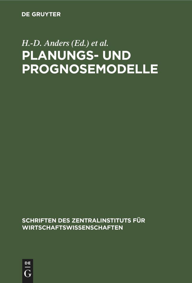 book: Planungs- und Prognosemodelle