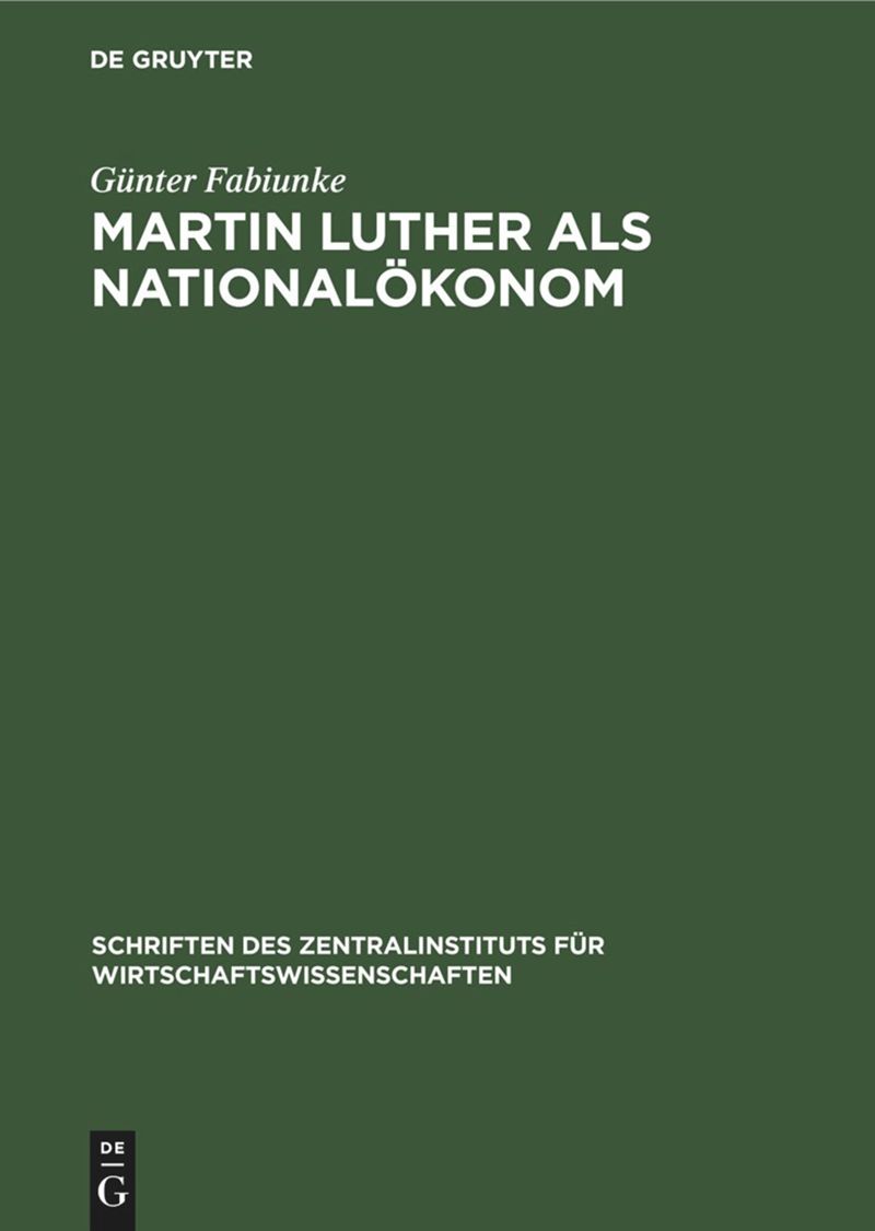 book: Martin Luther als Nationalökonom
