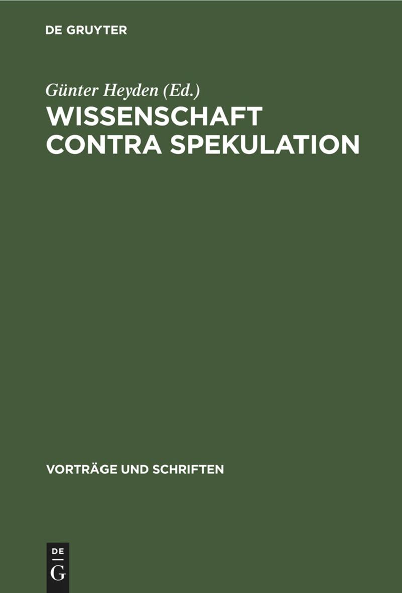 book: Wissenschaft contra Spekulation