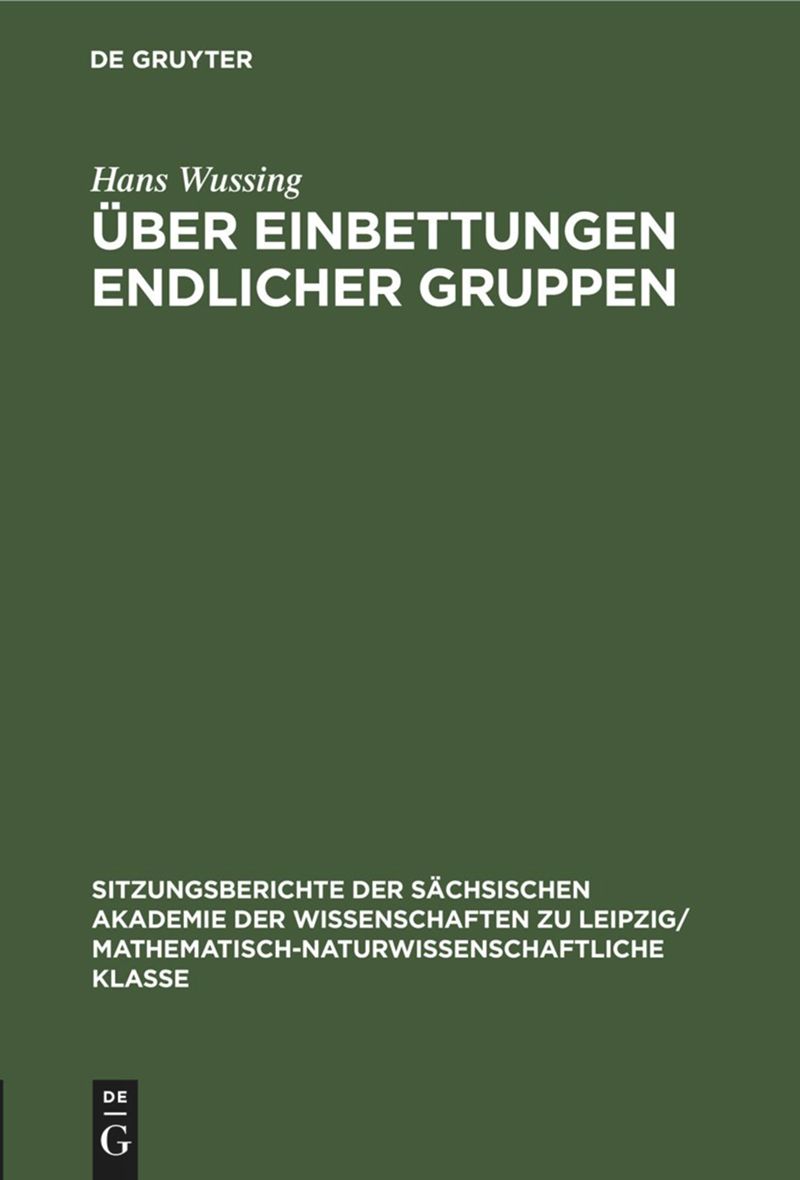 book: Über Einbettungen endlicher Gruppen