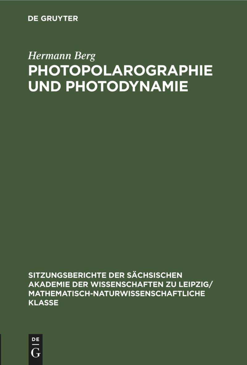 book: Photopolarographie und Photodynamie