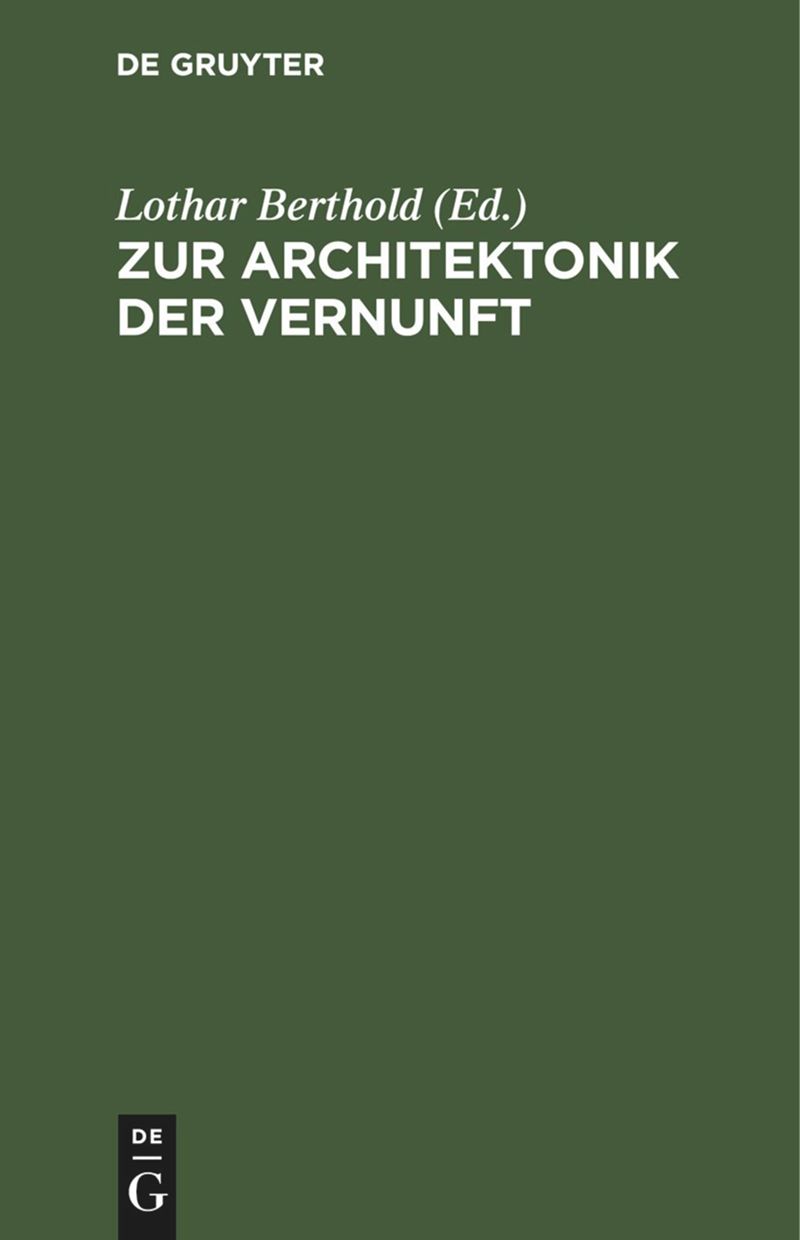 book: Zur Architektonik der Vernunft
