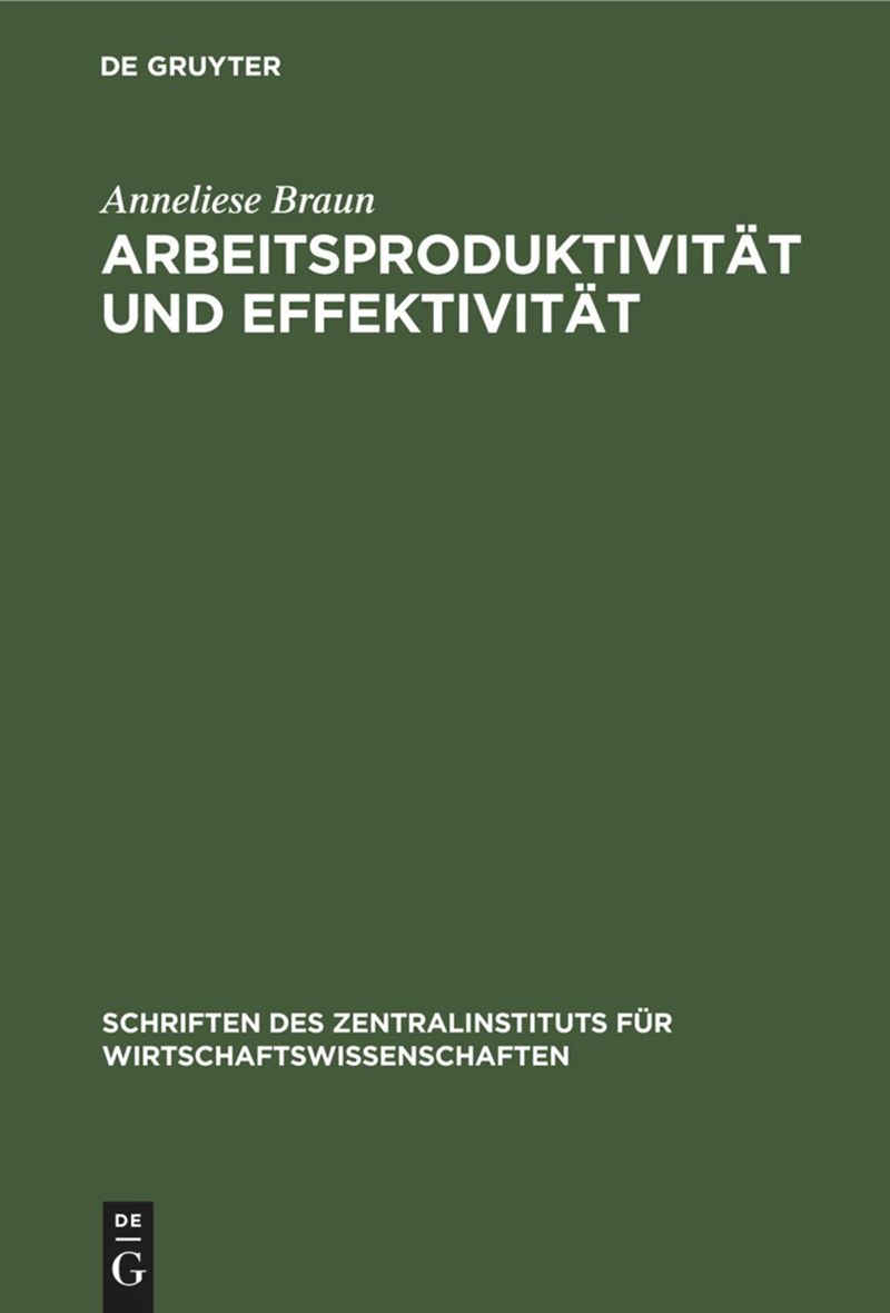 book: Arbeitsproduktivität und Effektivität