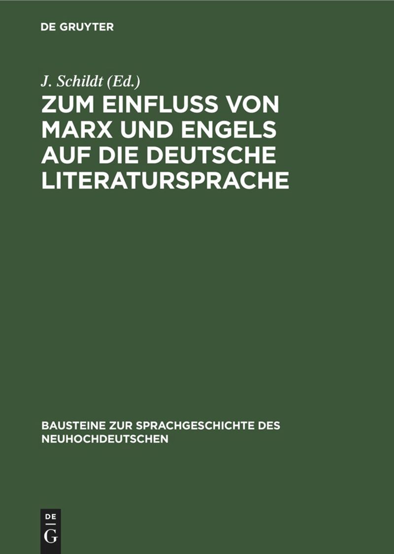 book: Zum Einfluß von Marx und Engels auf dıe deutsche Literatursprache