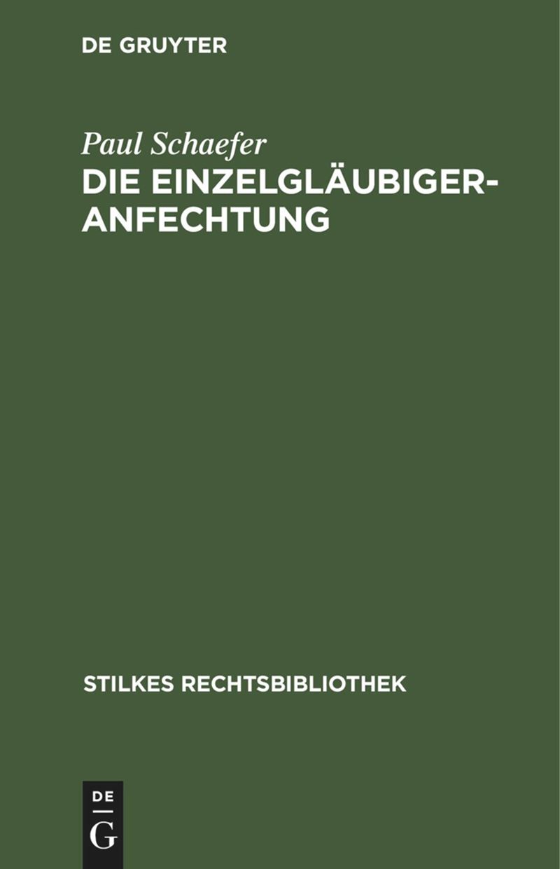 book: Die Einzelgläubigeranfechtung