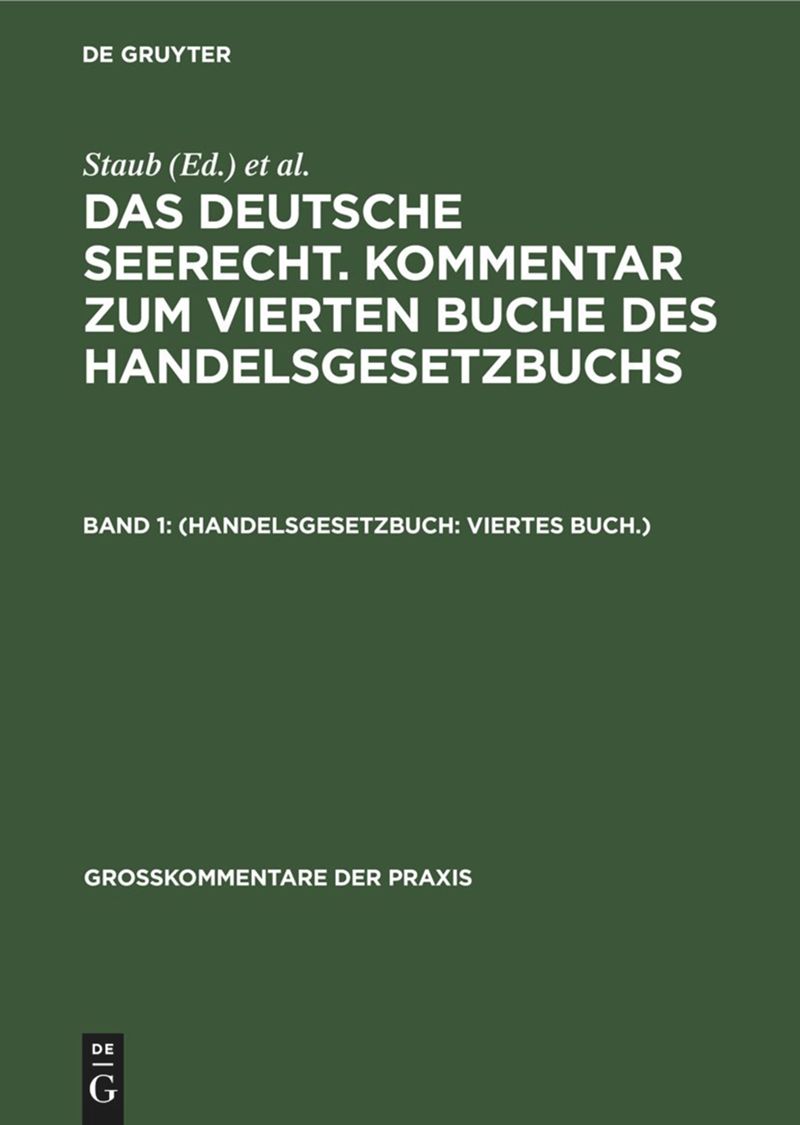 book: Band 1 (Handelsgesetzbuch: Viertes Buch.)