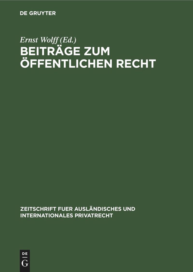 book: Beiträge zum Öffentlichen Recht
