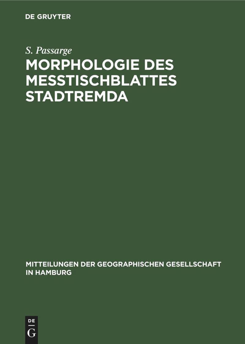 book: Morphologie des Meßtischblattes Stadtremda