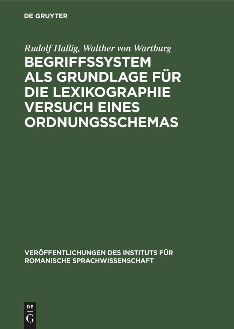 book: Begriffssystem als Grundlage für die Lexikographie Versuch eines Ordnungsschemas