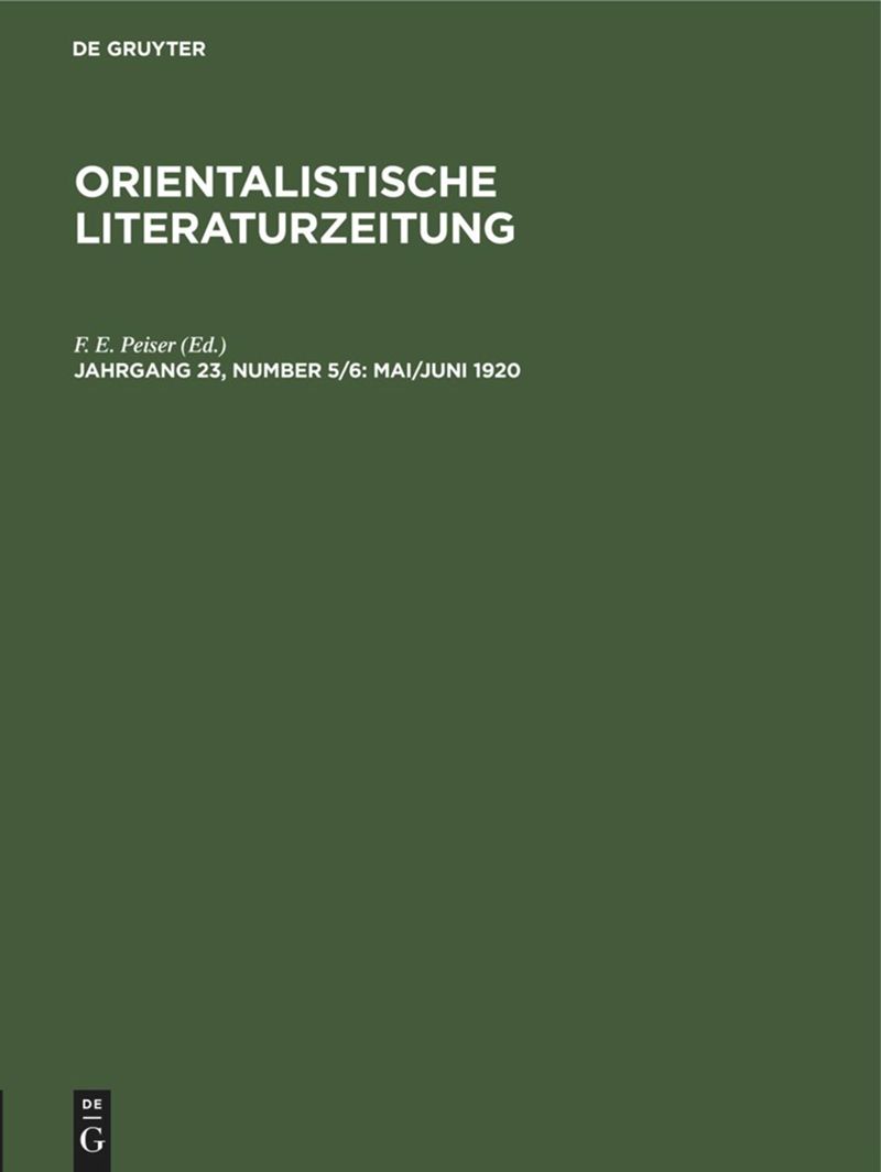 book: Jahrgang 23, Number 5/6 Mai/Juni 1920